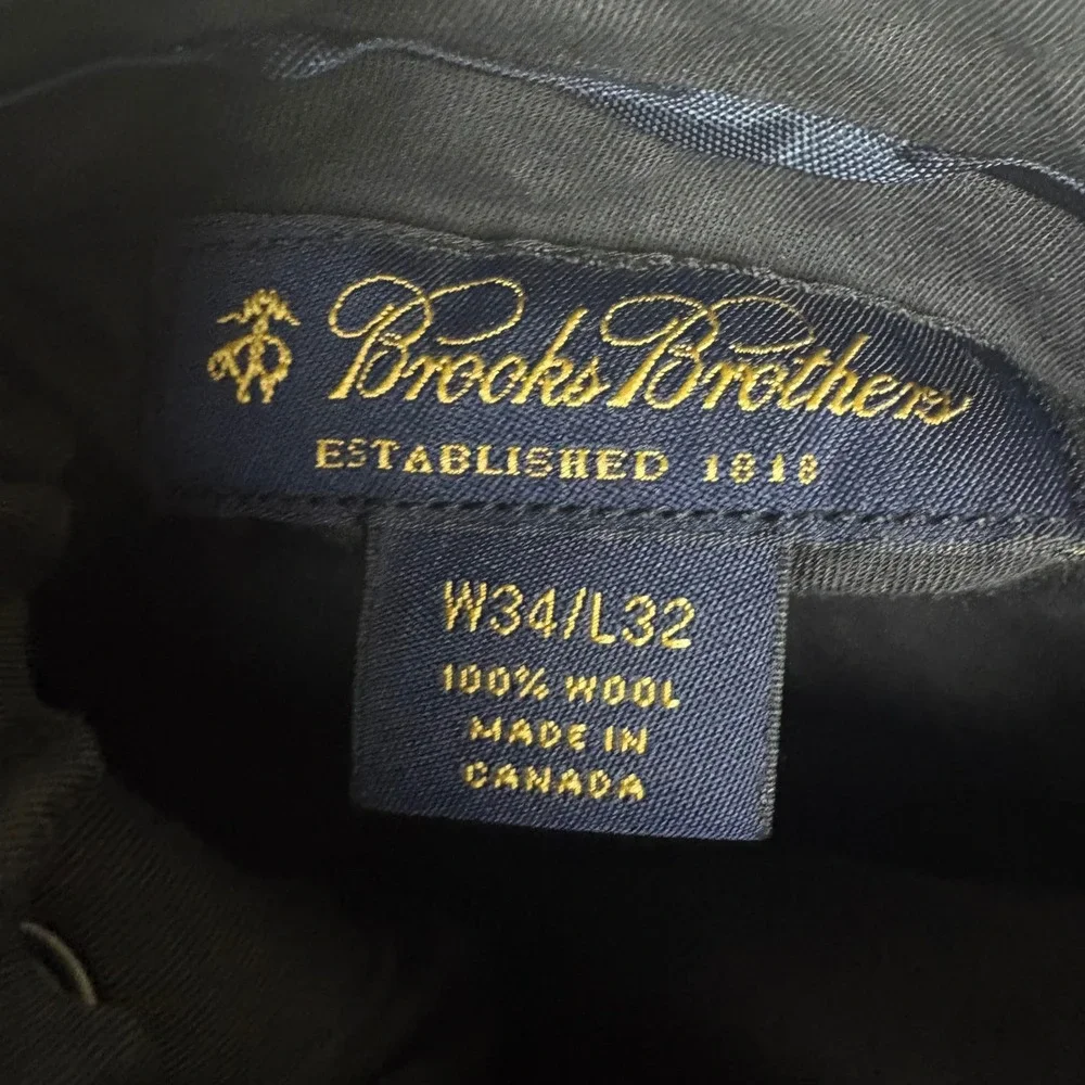 Brooks Brothers Mens 34x32 Pleated Wool Dress Pants Charcoal Black Cuffed Canada